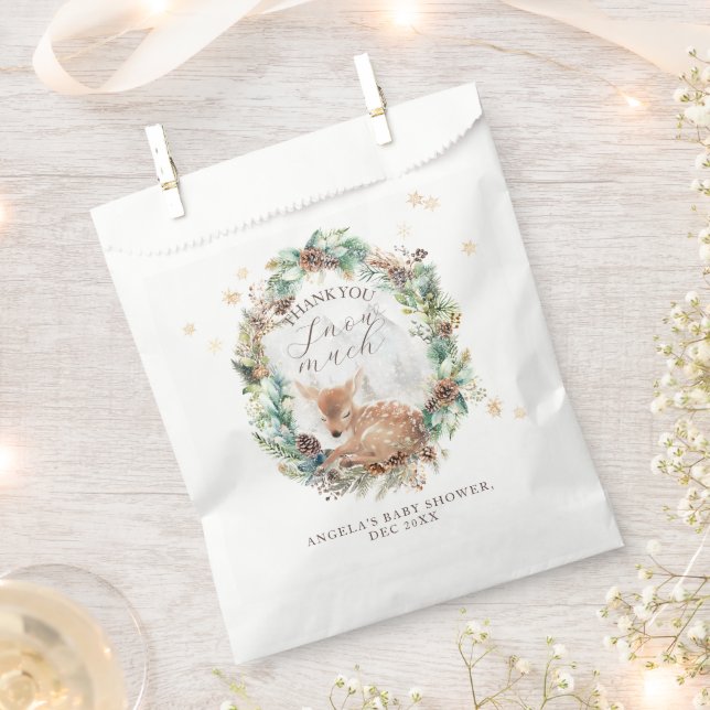 Deer Winter Woodland Cold Outside Baby Shower Favour Bag (Clipped)