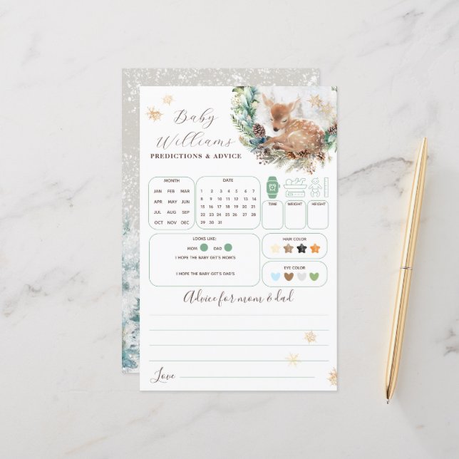 Deer Winter Woodland Cold Outside Baby Shower Game (Front/Back In Situ)