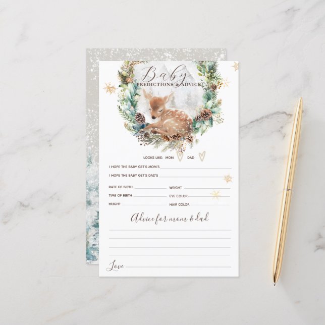 Deer Winter Woodland Cold Outside Baby Shower Game (Front/Back In Situ)