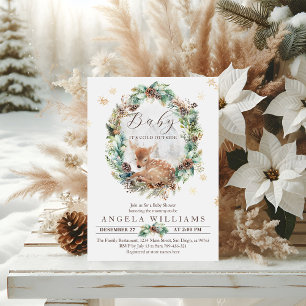 Deer Winter Woodland Cold Outside Baby Shower Invitation