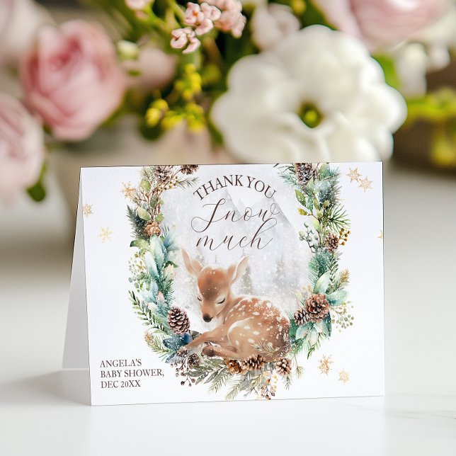 Deer Winter Woodland Cold Outside Baby Shower Thank You Card (Creator Uploaded)