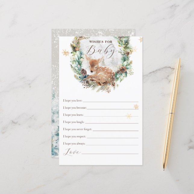 Deer Winter Woodland Wishes Baby Shower Game (Front/Back In Situ)