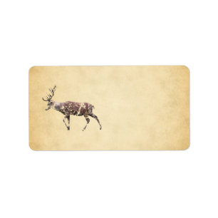 Deer with a Grungy Look Label