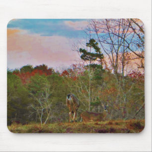 Deer with a Pink blue sky Mouse Pad