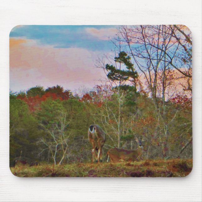 Deer with a Pink blue sky Mouse Pad (Front)