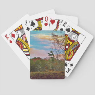Deer with a Pink blue sky Playing Cards