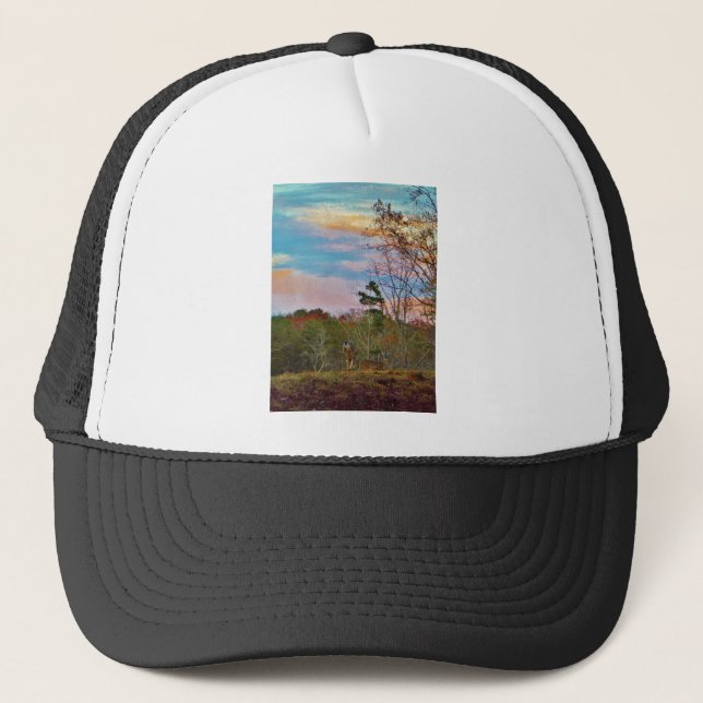 Deer with a Pink blue sky Trucker Hat (Front)