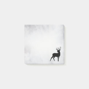 Deer with Antlers Black Silhouette Rustic Post-it Notes