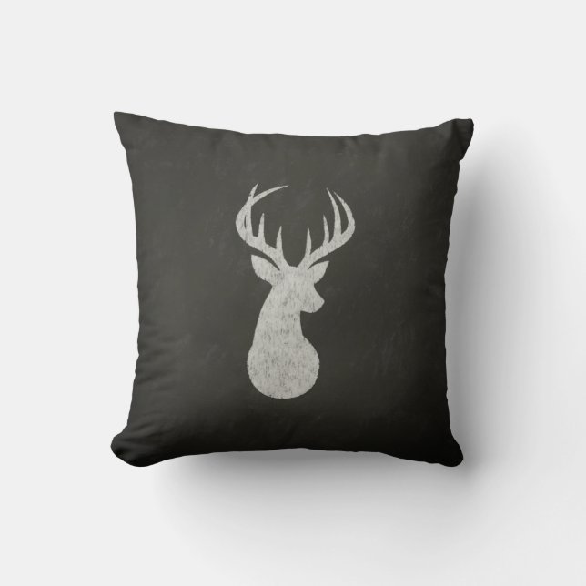 Deer With Antlers Chalk Drawing Cushion (Front)