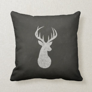 Deer With Antlers Chalk Drawing Cushion
