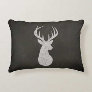 Deer With Antlers Chalk Drawing Decorative Cushion