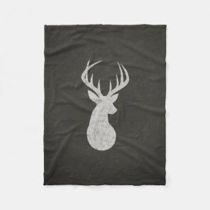 Deer With Antlers Chalk Drawing Fleece Blanket