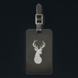 Deer With Antlers Chalk Drawing Luggage Tag<br><div class="desc">A majestic male deer with antlers graphic art drawing that looks like white chalk on a dark faux blackboard background.</div>
