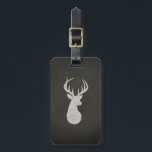 Deer With Antlers Chalk Drawing Luggage Tag<br><div class="desc">A majestic male deer with antlers graphic art drawing that looks like white chalk on a dark faux blackboard background.</div>