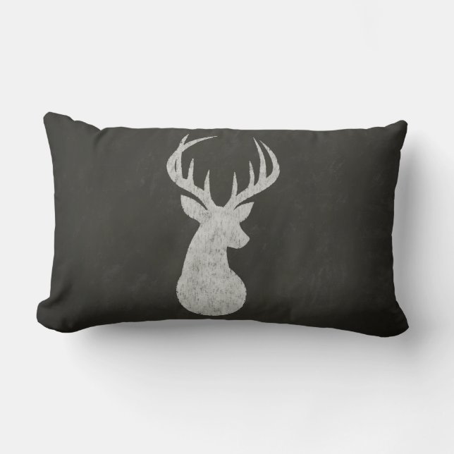 Deer With Antlers Chalk Drawing Lumbar Cushion (Front)