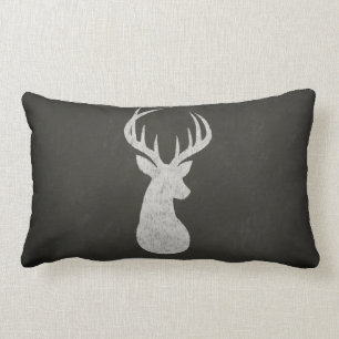 Deer With Antlers Chalk Drawing Lumbar Cushion