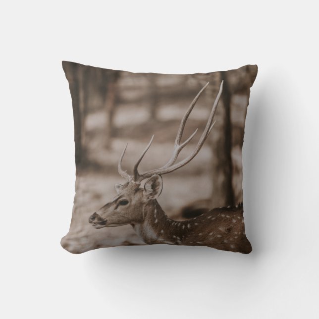 DEER WITH ANTLERS CUSHION (Front)