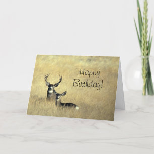 Deer with Antlers Happy Birthday Day Card