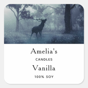 Deer with Antlers in a Forest - Candle Business Square Sticker