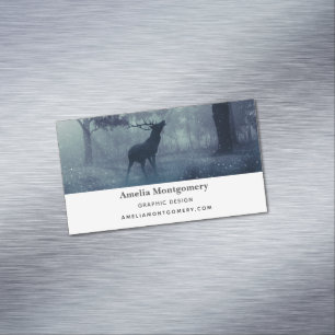 Deer with Antlers in a Shadowy Forest Magnetic Business Card