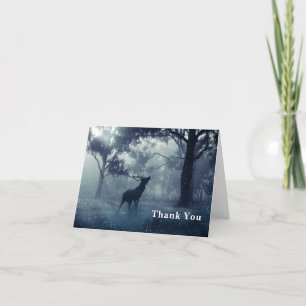 Deer with Antlers in a Shadowy Forest Thank You Card