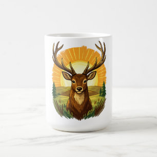 Deer with Antlers Sunset Forest Hunter Gift Coffee Mug