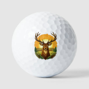 Deer with Antlers Sunset Forest Hunter Gift Golf Balls