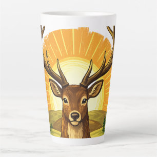 Deer with Antlers Sunset Forest Hunter Gift Latte Mug