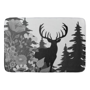 Deer with Big Rack Out of Forest Bath Mat