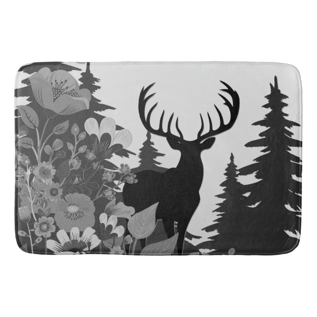 Deer with Big Rack Out of Forest  Bath Mat (Front)