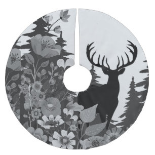 Deer with Big Rack Out of Forest  Brushed Polyester Tree Skirt
