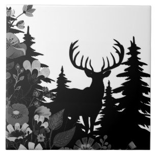 Deer with Big Rack Out of Forest  Ceramic Tile