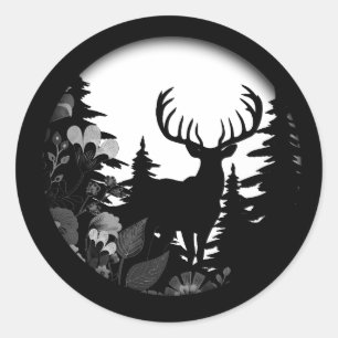 Deer with Big Rack Out of Forest Classic Round Sticker