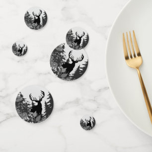 Deer with Big Rack Out of Forest Confetti