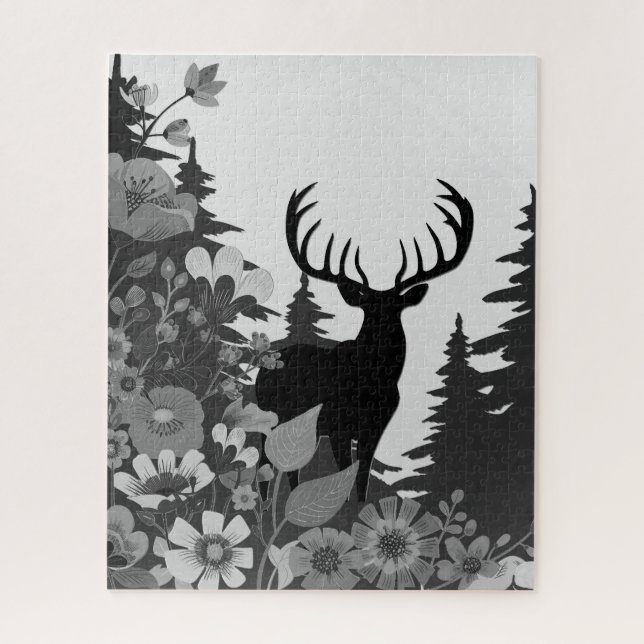 Deer with Big Rack Out of Forest  Jigsaw Puzzle (Vertical)