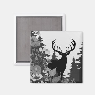 Deer with Big Rack Out of Forest Magnet