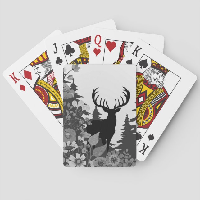 Deer with Big Rack Out of Forest  Playing Cards (Back)