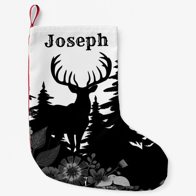Deer with Big Rack Out of Forest  Small Christmas Stocking (Front)
