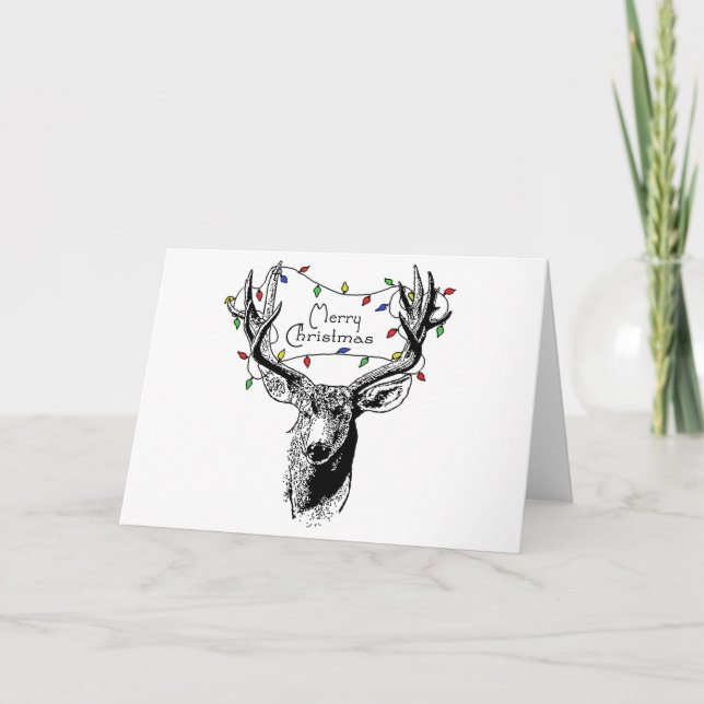Deer with Christmas Lights Holiday Card (Front)