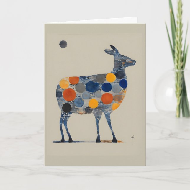 Deer with Coloured Circles Father's Day Holiday Card (Front)