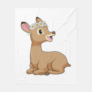 Deer with Daisy Flower Fleece Blanket