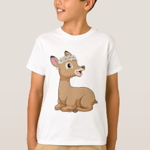 Deer with Daisy Flower T-Shirt