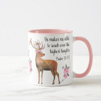 Deer with Flower Crown Psalm 18:33 Mug