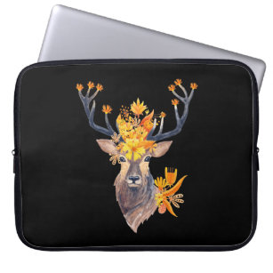 Deer With Flowers Laptop Sleeve