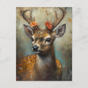 Deer with Flowers on Antlers Postcard