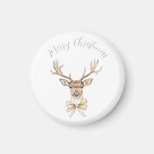Deer with Gold Bow Christmas  Magnet (Front)