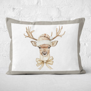 Deer with Hat Christmas Festive Holiday Decorative Cushion