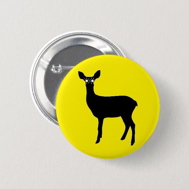 Deer With Headlights -  6 Cm Round Badge (Front & Back)