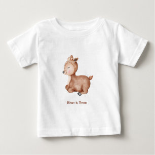 Deer with name and age baby T-Shirt
