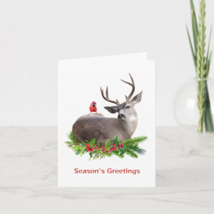 Deer with Red Bird Season's Greetings Card